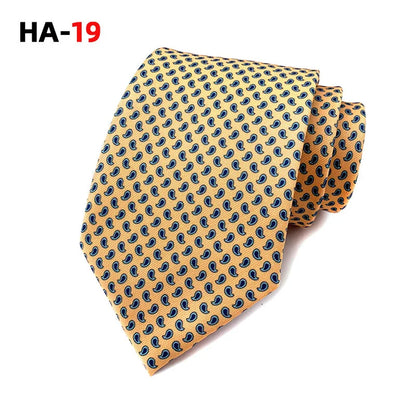 Men Luxury Tie 8cm Silk Tie For Men Print Vintage Design Necktie Silk Feeling Cravat For Wedding Party Gifts Stripe Cravats - Ellianto fashion Men's