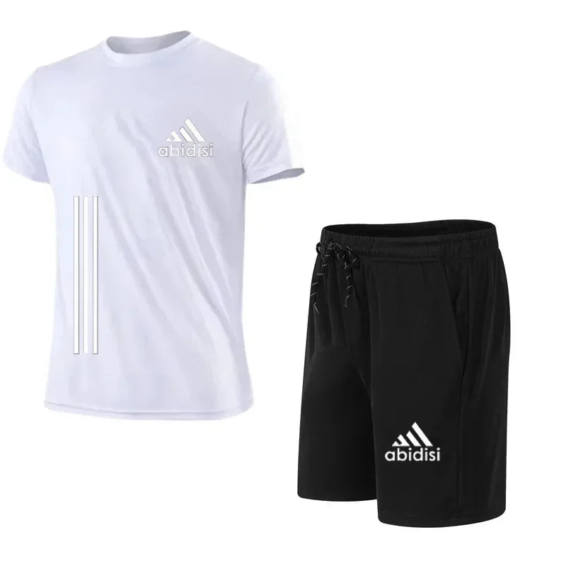 2025 The latest brand men's T-shirt set Fashion casual T-shirt men's summer men's running set - Ellianto fashion Men's