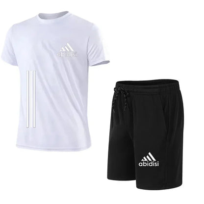 2025 The latest brand men's T-shirt set Fashion casual T-shirt men's summer men's running set - Ellianto fashion Men's