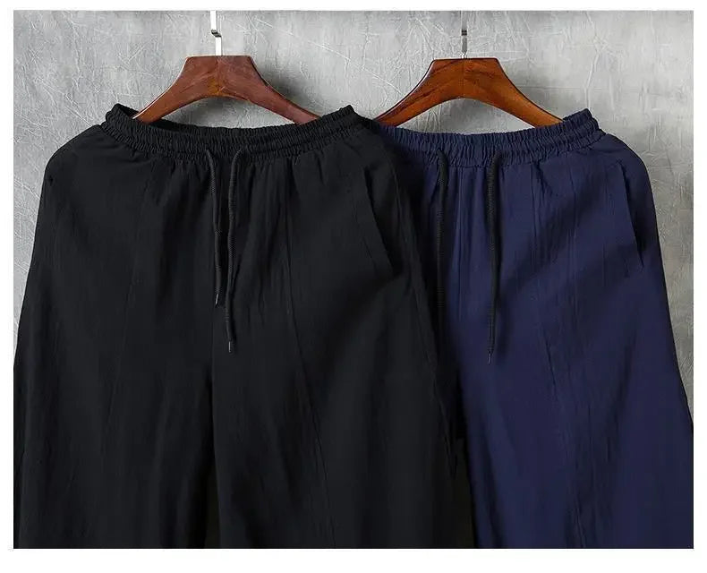 Autumn Men's Linen Casual Pants Loose-fit Trendy Bloomers - Ellianto fashion Men's