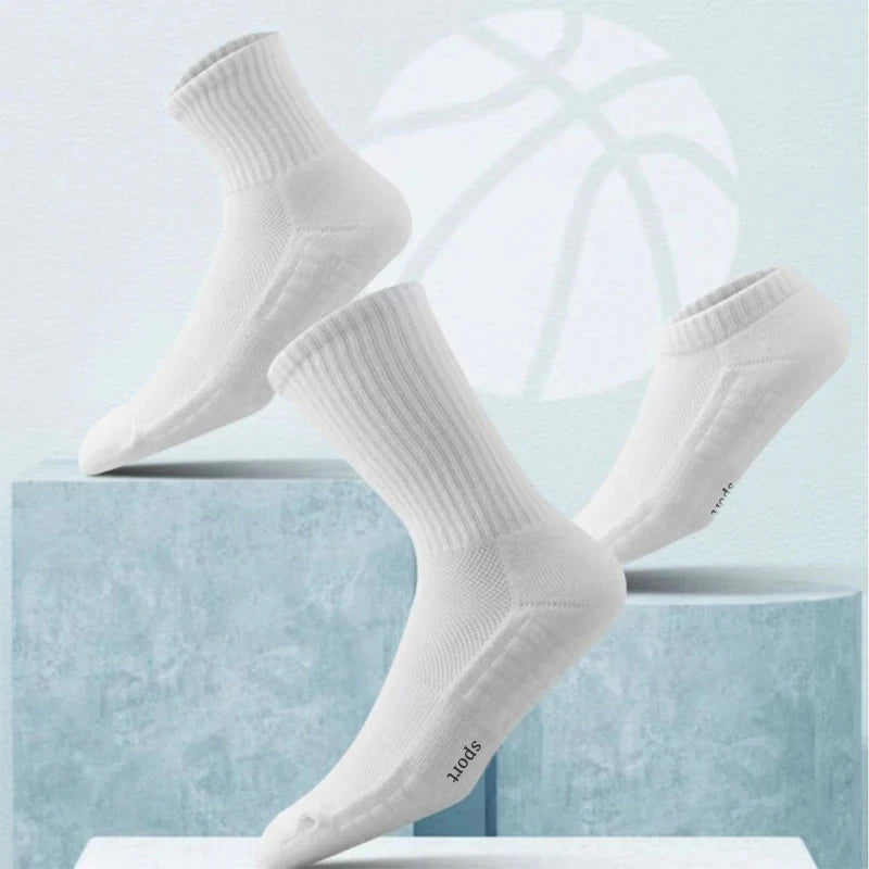 Men's Thick Bottom Sweat Absorbing and Breathable Sports Socks with Bottom Cushion for Running Professional Sports Men's Socks - Ellianto fashion Men's