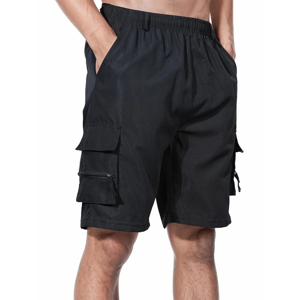 Men's Shorts Loose Large Size Multi-Pocket Overalls Summer Comfortable Elastic Waist Pants Outdoor Casual Sports Beach Pants - Ellianto fashion Men's