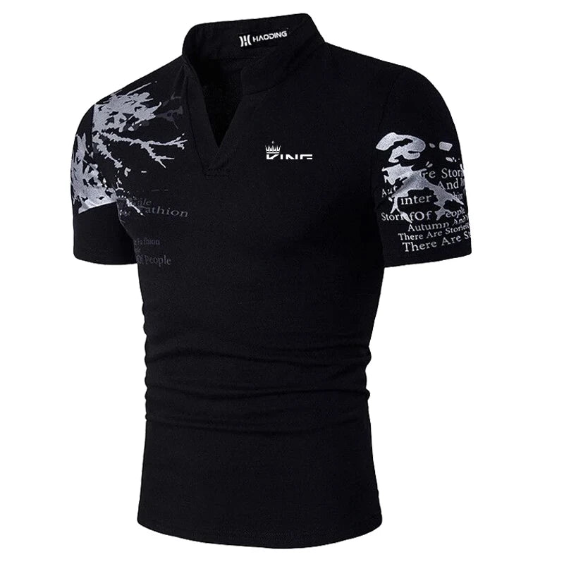 Men's Polo Shirt Golf Shirt Graphic Prints V Neck Outdoor Street Short Sleeves Print Clothing Sports Fashion Streetwear Designer - Ellianto fashion Men's