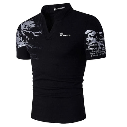 Men's Polo Shirt Golf Shirt Graphic Prints V Neck Outdoor Street Short Sleeves Print Clothing Sports Fashion Streetwear Designer - Ellianto fashion Men's