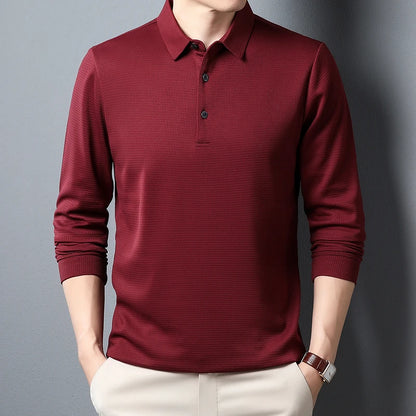 Men's Business Casual Polo Long Sleeve T-shirt Summer Comfortable Top - Ellianto fashion Men's