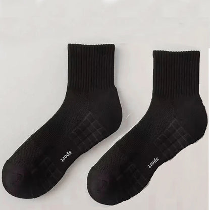 Men's Thick Bottom Sweat Absorbing and Breathable Sports Socks with Bottom Cushion for Running Professional Sports Men's Socks - Ellianto fashion Men's