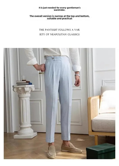 High-quality Harajuku Slim Fit Men's Pants Trendy Brand Draped Suit Casual Trousers Smooths Your Silhouette Small Feet - Ellianto fashion Men's