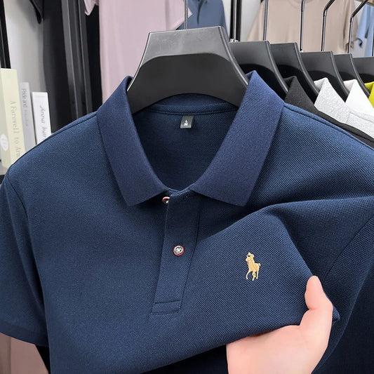 Premium Brand Luxury Men's Polo Shirt Lapel Horse Embroid Short Sleeve 100Cotton T-Shirt British Fashion Summer New Golf Men Top - Ellianto fashion Men's