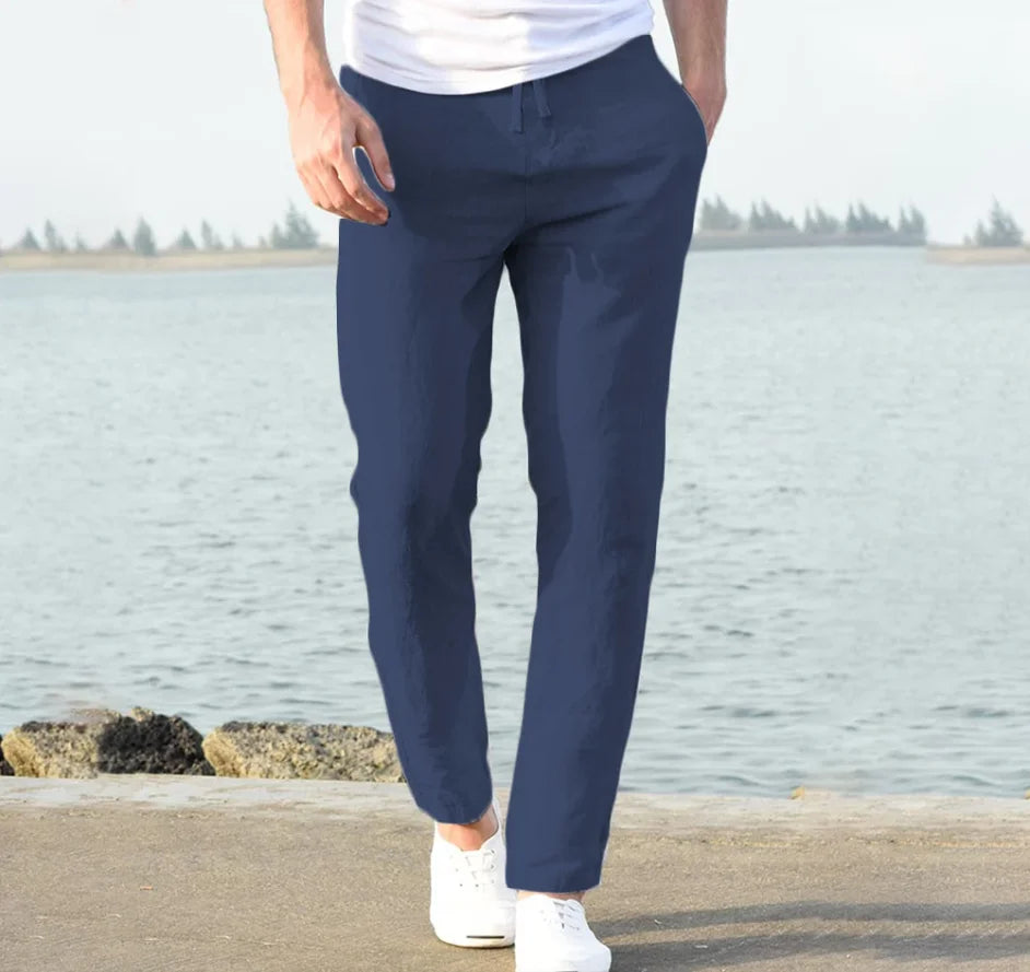 Men's Cotton Linen Pants Joggers Sweatpants Streetwear Breathable Solid Color Linen Trousers Vacation Summer Loose Pants S-5XL - Ellianto fashion Men's