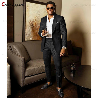 2025 Green Suits for Men Tailor-made Groom Wedding Suits Tuxedo Best Man Blazer Pants 2 Pieces Trendy Fashion Marriage Costume - Ellianto fashion Men's