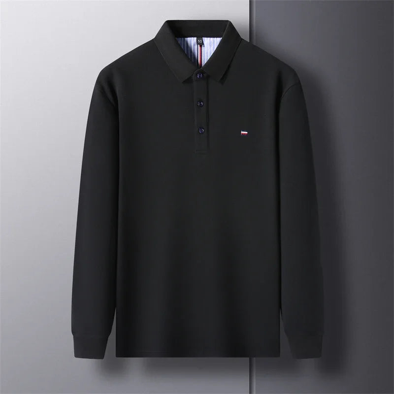 2025 New Men's Casual and Fashionable Embroidered Long Sleeved Polo Shirt Comfortable Breathable and Versatile Summer Top - Ellianto fashion Men's