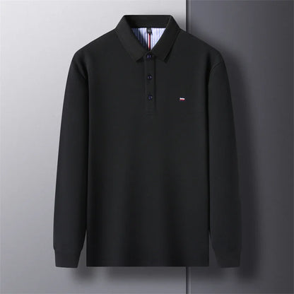 2025 New Men's Casual and Fashionable Embroidered Long Sleeved Polo Shirt Comfortable Breathable and Versatile Summer Top - Ellianto fashion Men's