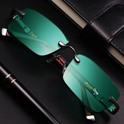 Natural Crystal Stone Eye Glasses Green Unique Eastern Sea Old Material Men's Women's Rimless High-End Eye Protection Sun Glasse