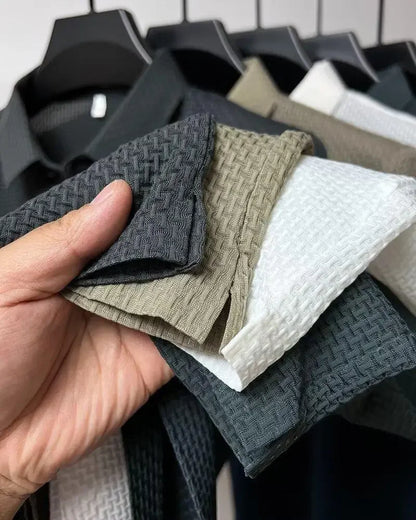 Summer New Ice Silk Mesh Short Sleeve POLO Shirt Men's Solid Color Versatile Cool Feeling Business Casual Half Sleeve Top Trendy - Ellianto fashion Men's