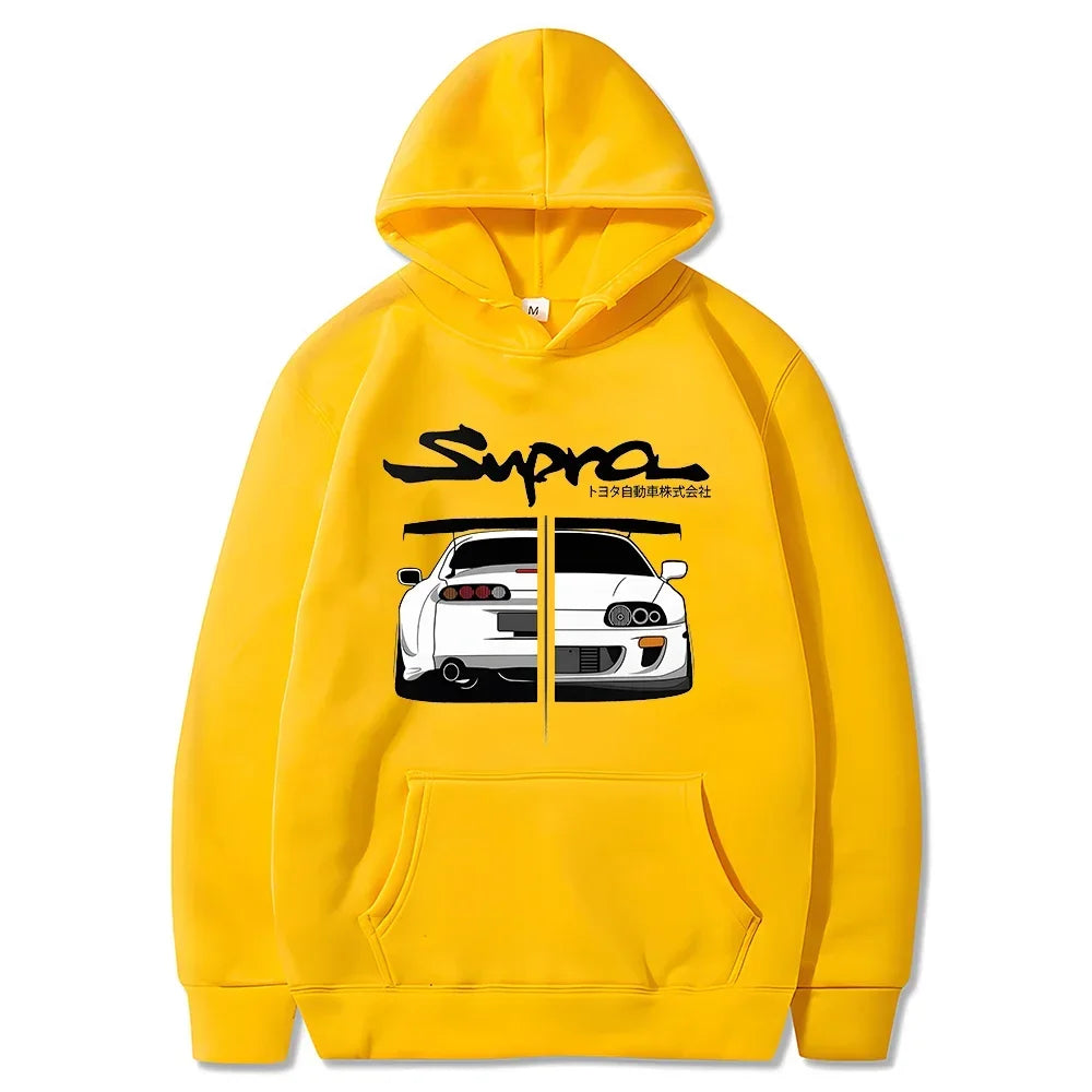 Initial D Supra Hoodie – Lightweight Japanese-Style Manga Print Sweatshirt with Loose Fit and Long Sleeves for Spring-Autumn Comfort