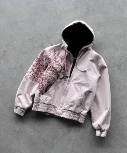 Harajuku Plum-Embroidered Oversized Hoodie – Retro Y2K Gothic Style and Effortless Comfort for the Modern Gentleman