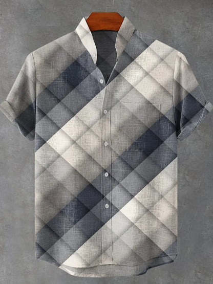 2025 Black Pigment Brush Marking Vintage Printed Casual 100% Line Shirt, Men and Women's Same Short Sleeve Shirt - Ellianto fashion Men's