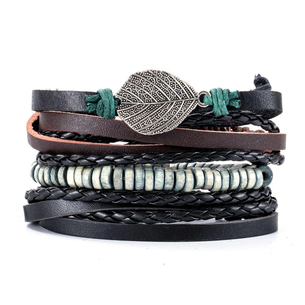 06 2025 Leather Braided Bracelet For Men - Ellianto fashion Men's