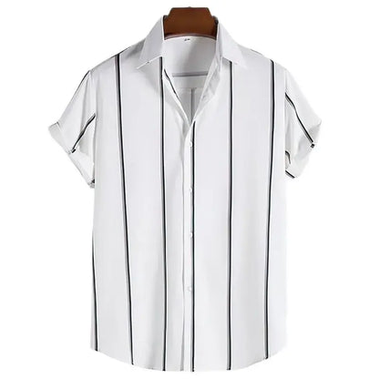 Men's Hawaiian Short Sleeve Shirt Elegant Summer Stripes Print Fashion Casual Social Oversized Y2k Harajuku Luxury Clothing Hot - Ellianto fashion Men's