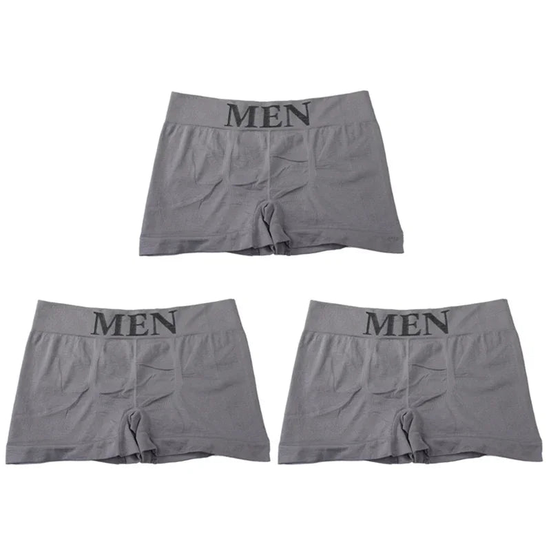 3Pcs/Lot Men's Panties Underwear Boxers Breathable Man Boxer Solid Underpants Comfortable Male Brand Shorts Black Blue Underwear - Ellianto fashion Men's