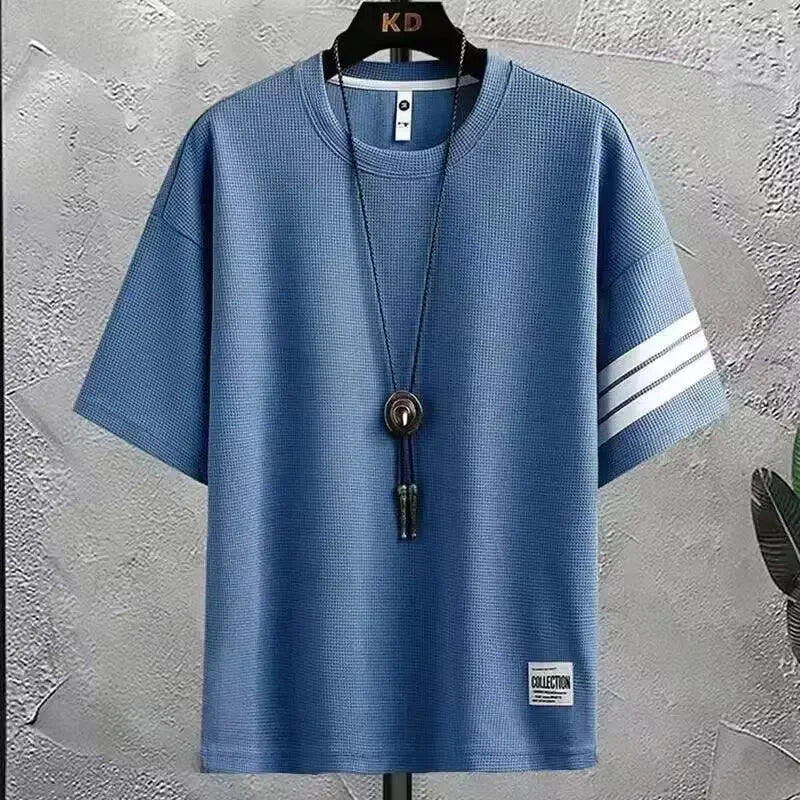 Casual Sportswear Set for Men Summer Trendy Loose Short Sleeve T-Shirt And Handsome Shorts Two Piece Set Comfortable Breathable - Ellianto fashion Men's