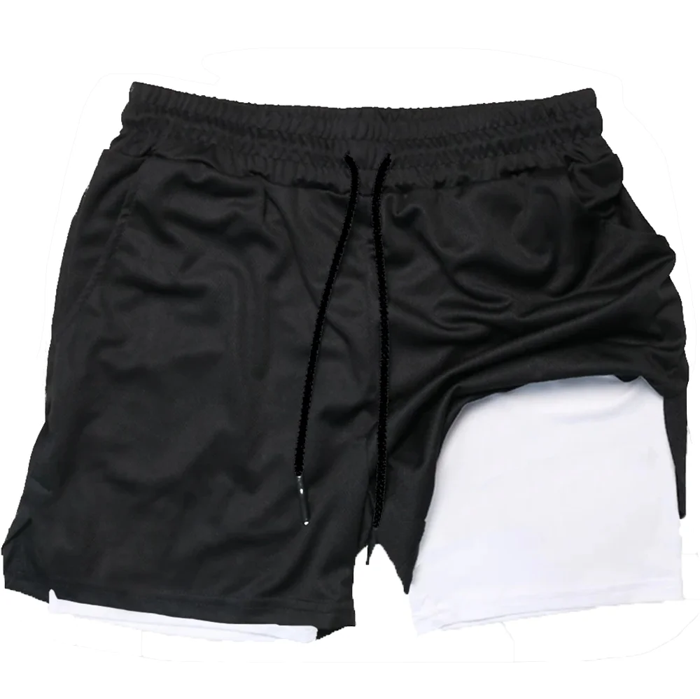Summer sports versatile double layer men's shorts everyday casual quick-drying sports shorts men - Ellianto fashion Men's