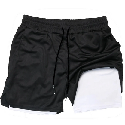 Summer sports versatile double layer men's shorts everyday casual quick-drying sports shorts men - Ellianto fashion Men's