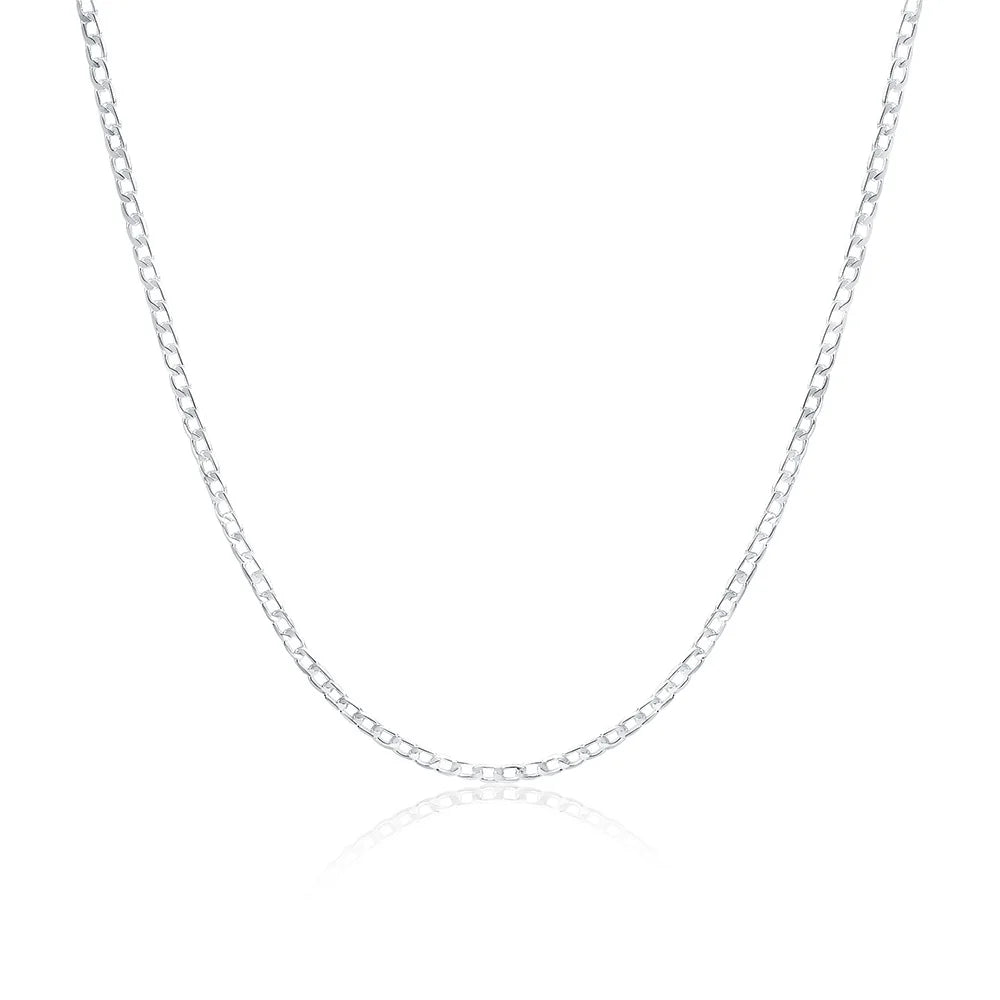 Men's 925 Sterling Silver Necklace 2/4/6/8/10/12MM 40-75cm Face Chain Necklace Lobster Clasp Men And Women Engagement Jewelry - Ellianto fashion Men's