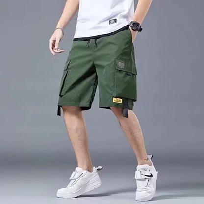 Workwear shorts, men's multiple pockets, medium shorts, summer thin loose cropped pants - Ellianto fashion Men's