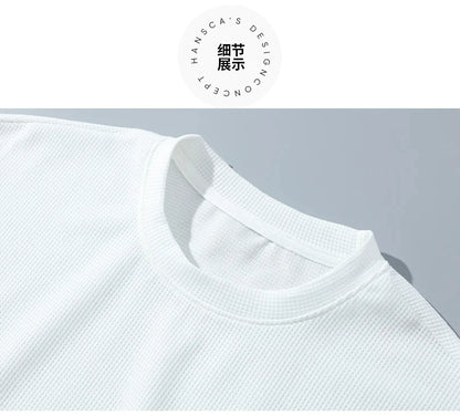2025 Men's breathable short-sleeved T-shirt + jogging shorts two-piece summer fashion quick-dry fitness leisure sports suit - Ellianto fashion Men's