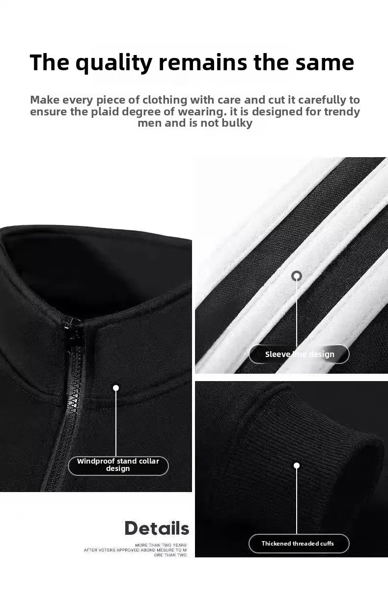 Casual Sportswear Set for Men Spring Autumn Thin Three-Stripes Open Cardigan Hoodie Pants Combo Lightweight Male Outfit - Ellianto fashion Men's