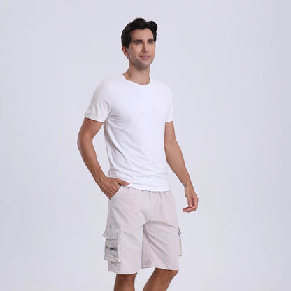 Men's Tactical Shorts Summer Casual Cargo Shorts Knee-length Multi-pockets Elastic Waist Work Hiking Overalls Short Pants Male - Ellianto fashion Men's