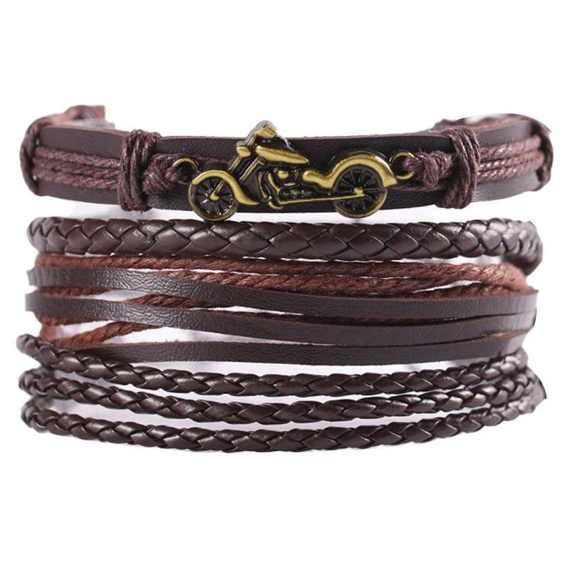 06 2025 Leather Braided Bracelet For Men - Ellianto fashion Men's