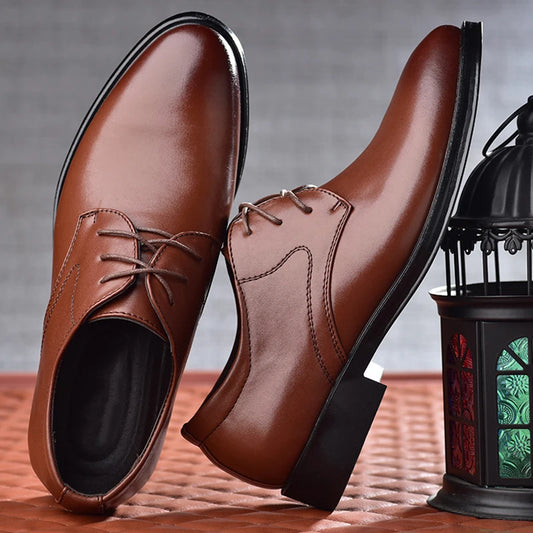 Men's Shoes Black Leather Formal Shoes for Men Oxfords Male Wedding Party Office Business Shoe Man zapatos de hombre Plus Size - Ellianto fashion Men's