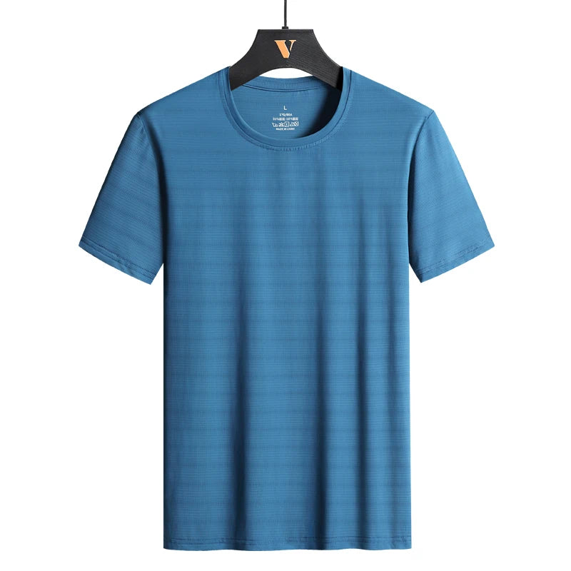 CHRLCK Plus Size Summer Ice Silk Short Sleeve T-Shirt Men's Loose Thin Sports T-shirt For Seniors Outdoor Fitness Casual T-shirt - Ellianto fashion Men's