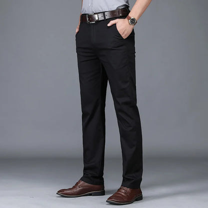 Classic Casual Pants Mens Clothing Straight Business Green Black Khaki Trousers Comfortable Male Brand Clothing 2025 - Ellianto fashion Men's