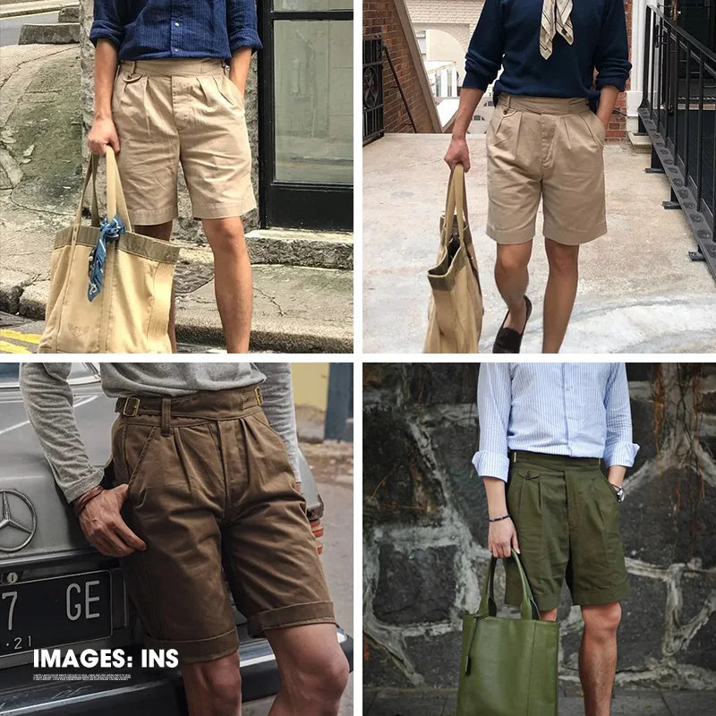 Maden Work Attire Retro High Waisted Pants Straight Tube Naples Casual Pants Shorts For Men 2025 Fashion Clothing - Ellianto fashion Men's
