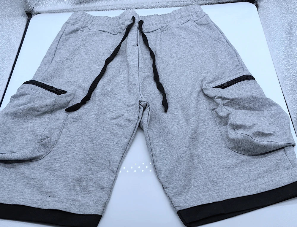 Mens Summer Cargo Shorts Cotton Workout Fitness Shorts Breathable Jogger Training Gyms Bodybuilding Multi Pocket Yellow Shorts - Ellianto fashion Men's