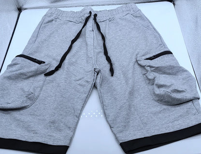 Mens Summer Cargo Shorts Cotton Workout Fitness Shorts Breathable Jogger Training Gyms Bodybuilding Multi Pocket Yellow Shorts - Ellianto fashion Men's