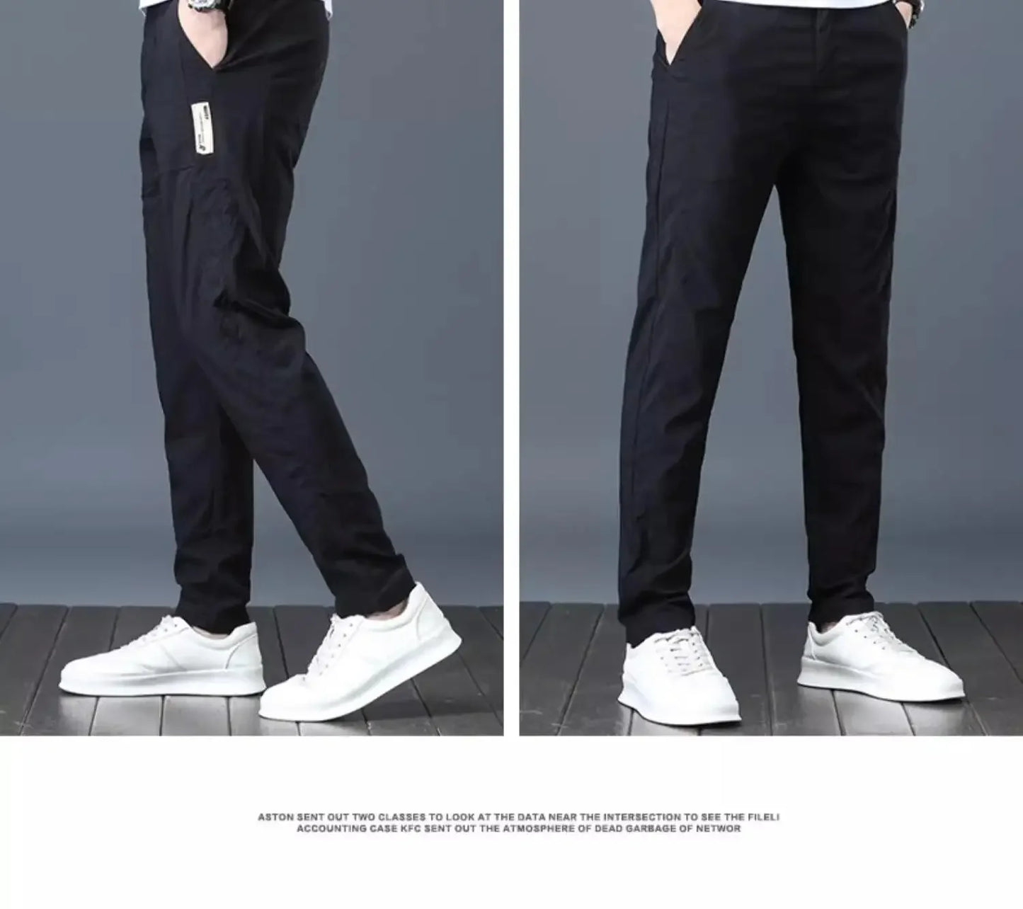 Men's Summer Thin Casual Pants Breathable Ice Silk Elastic Straight-leg Loose-fit Quick Dry Pants Trendy Versatile Long - Ellianto fashion Men's
