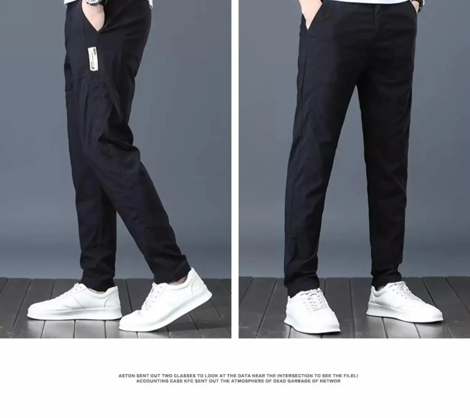 Men's Summer Thin Casual Pants Breathable Ice Silk Elastic Straight-leg Loose-fit Quick Dry Pants Trendy Versatile Long - Ellianto fashion Men's
