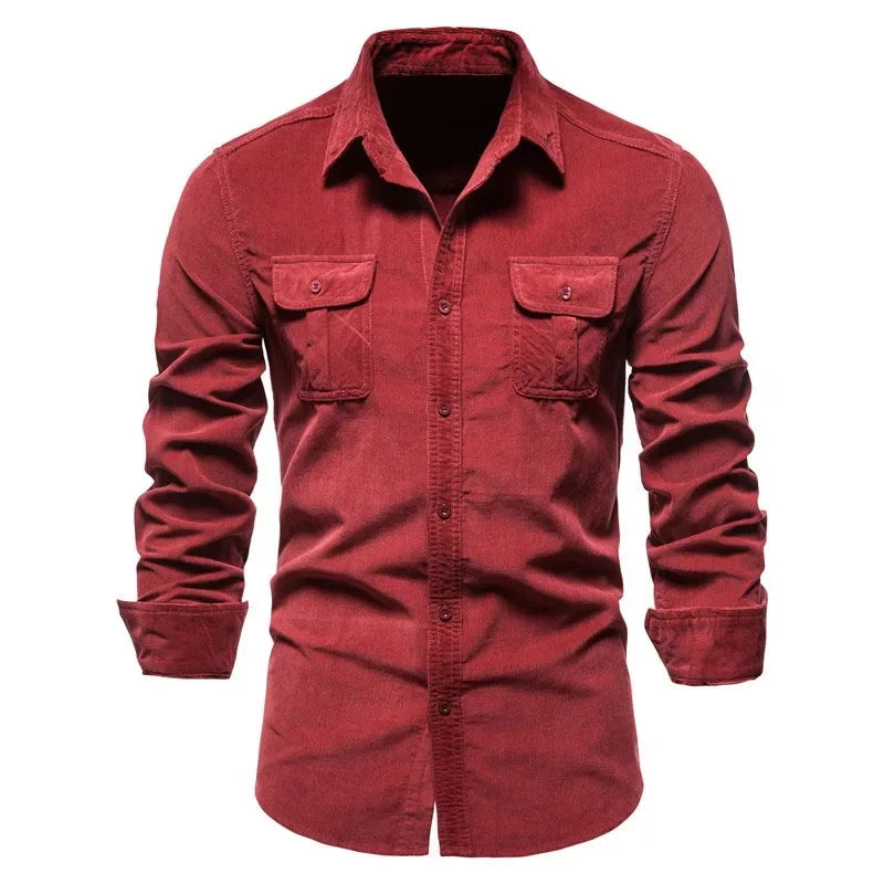 Men's Business Casual Long Sleeve Cotton Velvet Shirt Slim Fit Autumn Wear Comfortable Breathable Fashionable New Style Shirt - Ellianto fashion Men's