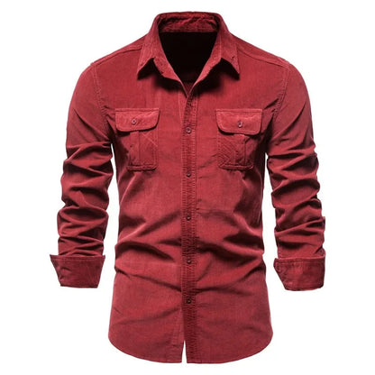Men's Business Casual Long Sleeve Cotton Velvet Shirt Slim Fit Autumn Wear Comfortable Breathable Fashionable New Style Shirt - Ellianto fashion Men's