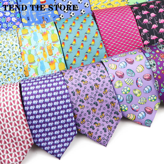 New 42 Colors Men Thin Silk Tie Soft Novelty Animal Fruit Skeleton Cravatas Casual Party Wedding Accessories Gift Free Shipping - Ellianto fashion Men's