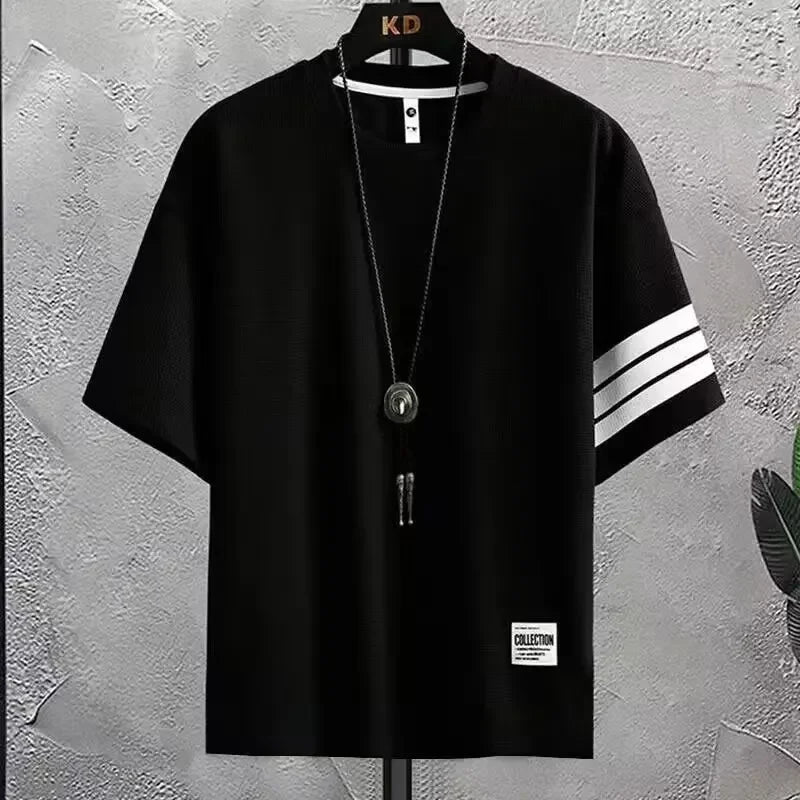 Fashionable Casual Men's Sport Suit Short Sleeves Summer Style Trendy Brand Matching Complete Set Stylish Male Wear - Ellianto fashion Men's