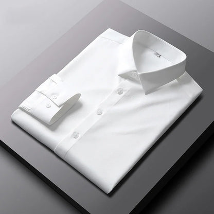 Men's Casual and Fashionable Long Sleeved Solid Color Shirt Non Ironing and Wrinkle Resistant Business Top - Ellianto fashion Men's