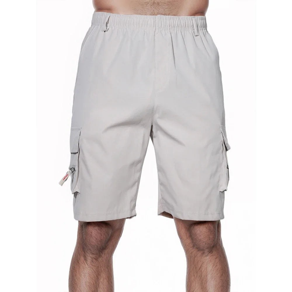 Men's Shorts Loose Large Size Multi-Pocket Overalls Summer Comfortable Elastic Waist Pants Outdoor Casual Sports Beach Pants - Ellianto fashion Men's