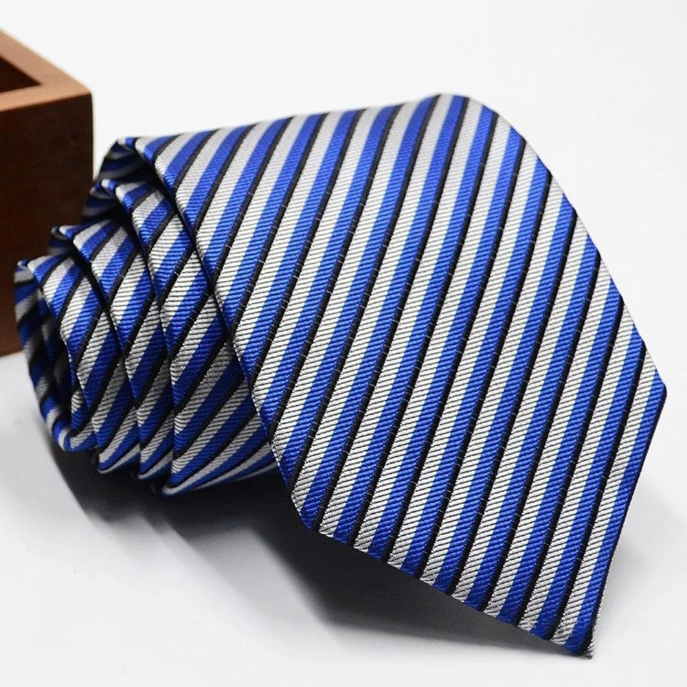 Classic Stripe Necktie Men Business Formal Wedding Tie 8cm Blue Black Pink Red Neck Ties Fashion Shirt Dress Accessories - Ellianto fashion Men's