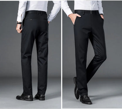 Men's lightweight business casual pants with micro elasticitymen's quick drying pantsnew straight leg office black deep bluepant - Ellianto fashion Men's