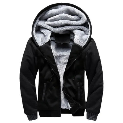 Men’s Hooded Fleece-Lined Baseball Jacket – Warm, Thickened Sweatshirt with Sporty Korean Style for Autumn-Winter Comfort